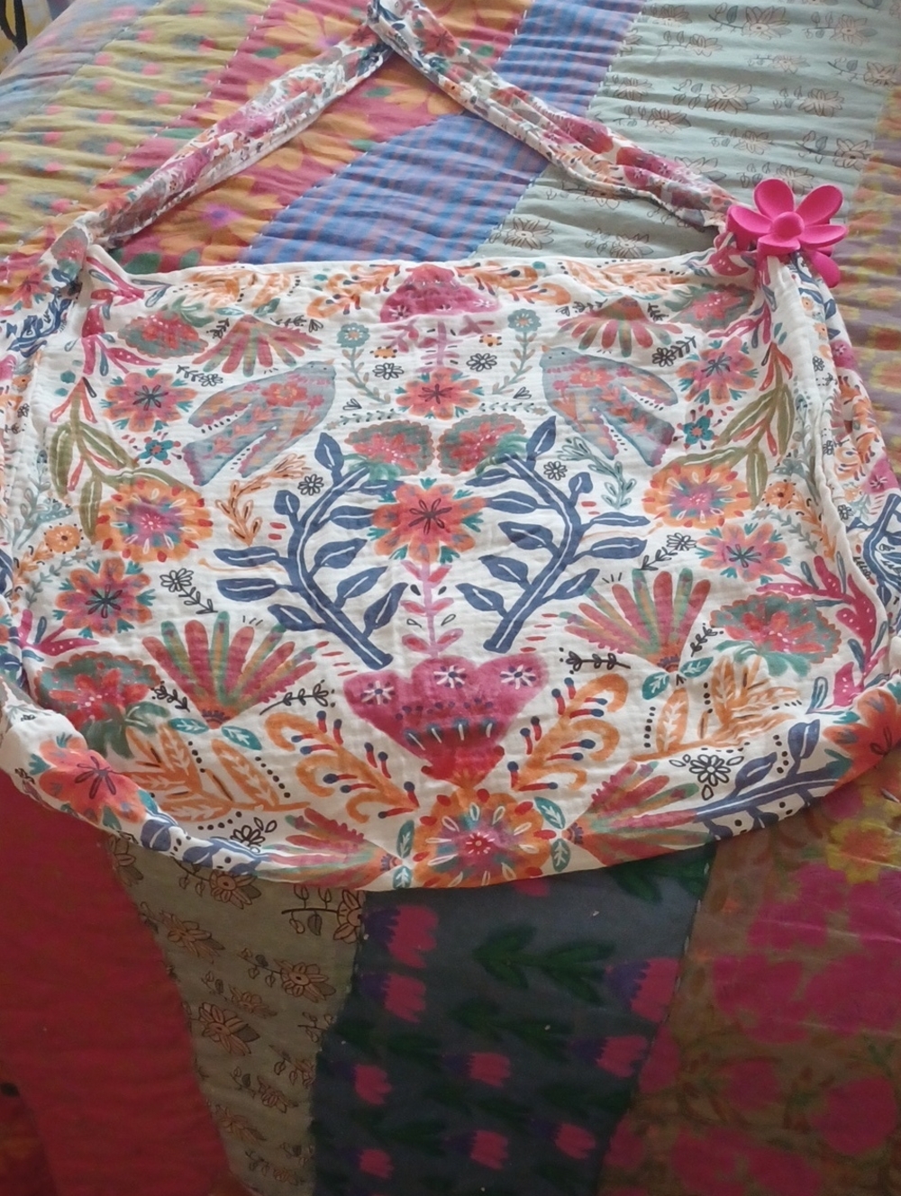 NATURAL LIFE Floral Boho Shoulder Bag - Pink, Blue, Orange, Green